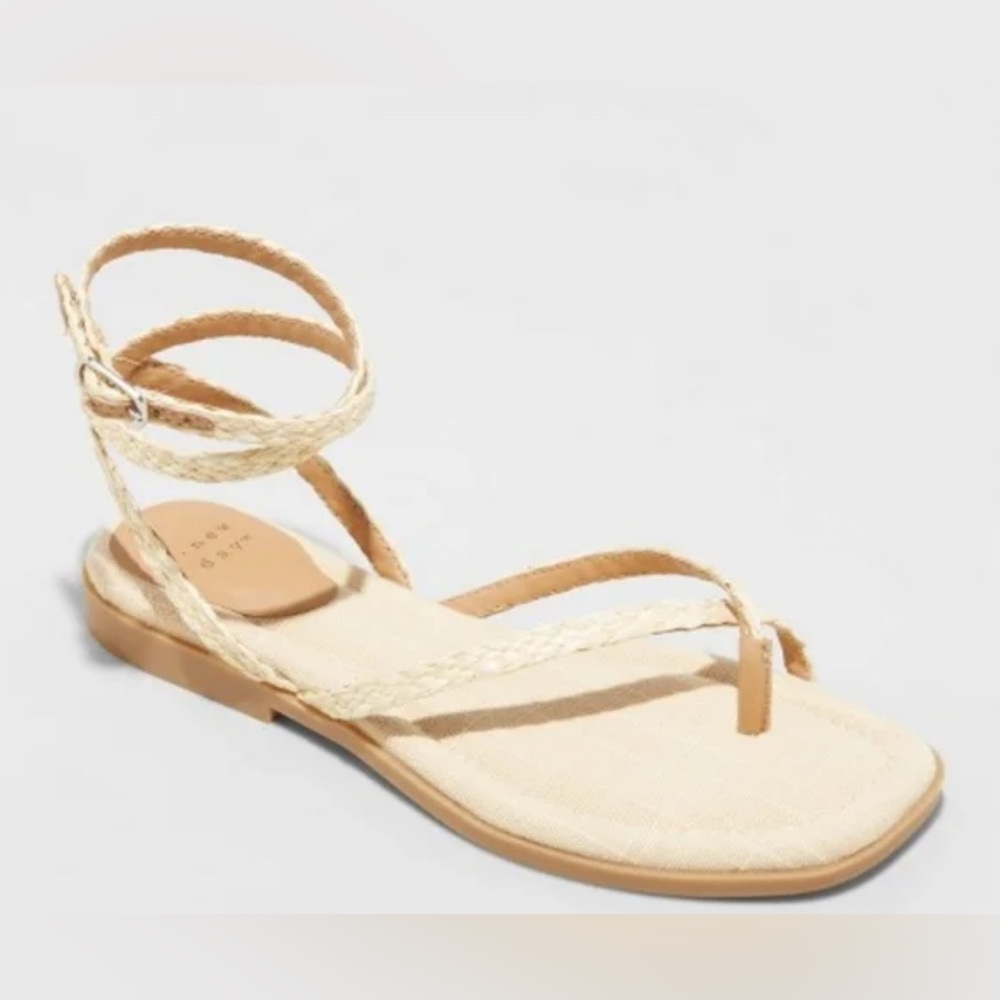 A NEW DAY Beige Luisa Ankle Strap Gladiator Sandals- Size 10